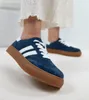 Granatowe Skórzane Sneakersy Na Platformie Cambell